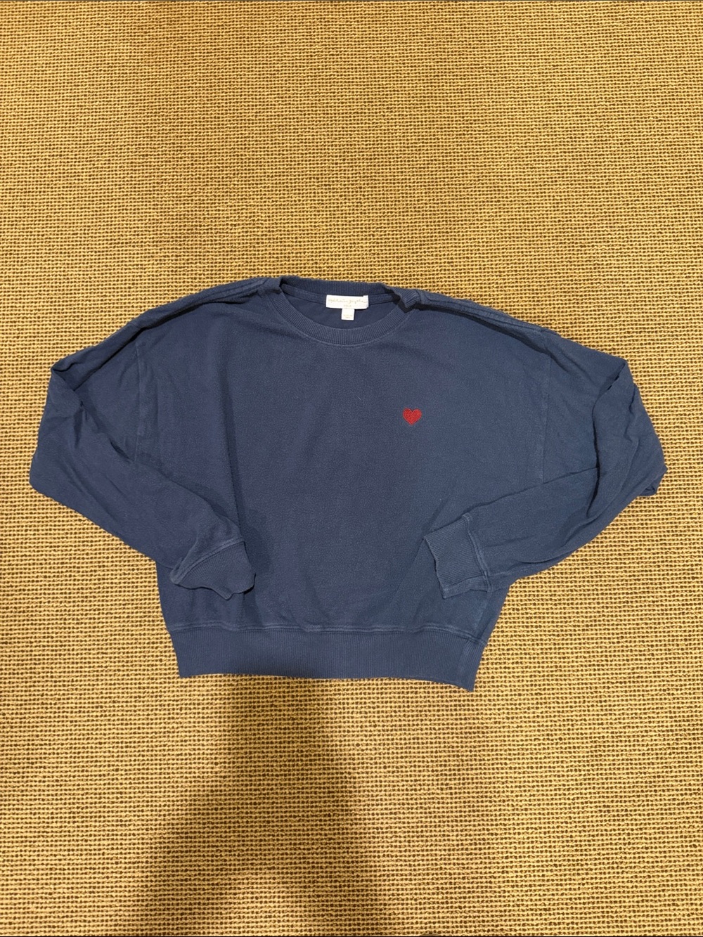 Women’s crop blue Crewneck Sweatshirt with Red Heart